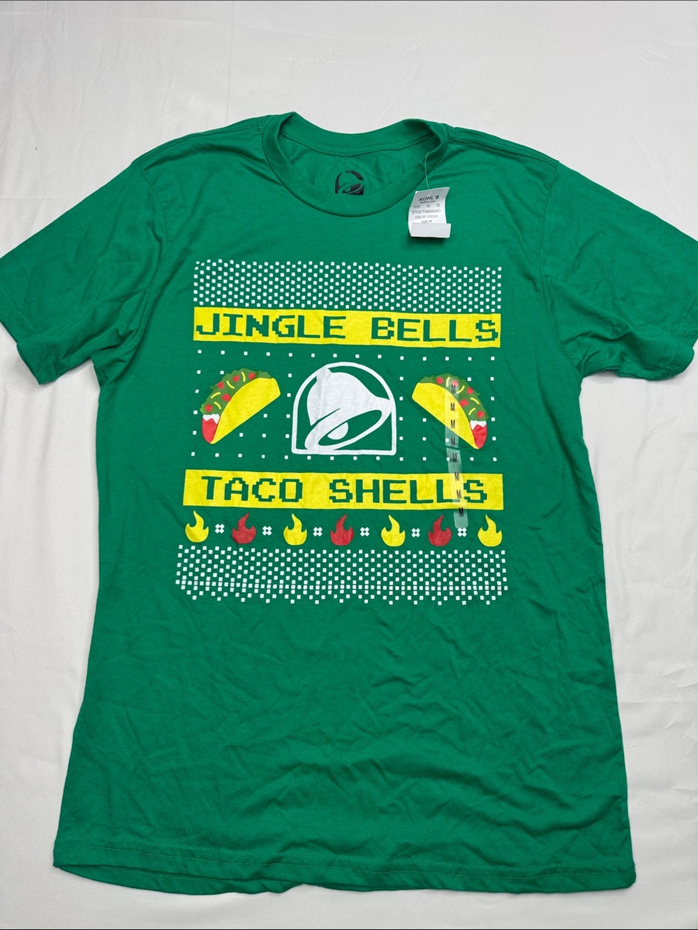 Taco Bell "Jingle Bells Taco Shells" Graphic Tee - Green size Medium M new tags